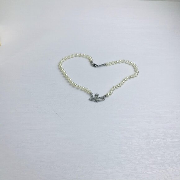NWT Vivienne westwood Silver Orb Pearl Choker Necklace - Picture 7 of 13